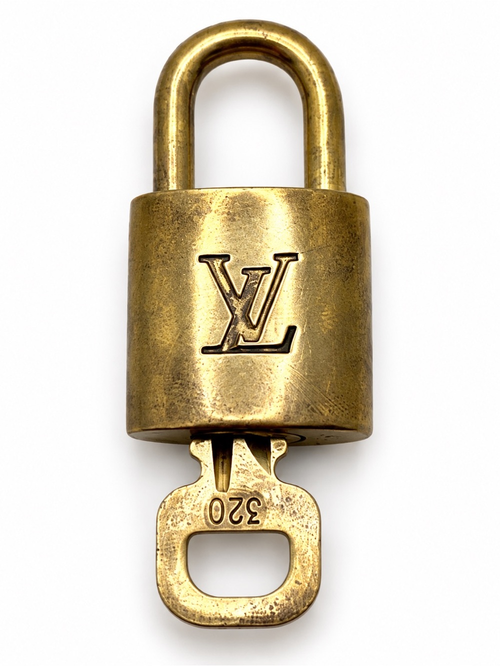 Louis Vuitton LV Brass Padlock Lock & Key #320 Authentic